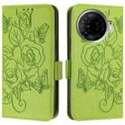 For Tecno Camon 30 Pro 5G Embossed Rose RFID Anti-theft Leather Phone Case(Green) - 2