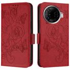 For Tecno Camon 30 Pro 5G Embossed Rose RFID Anti-theft Leather Phone Case(Red) - 2