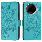 For Tecno Camon 30 Pro 5G Embossed Rose RFID Anti-theft Leather Phone Case(Light Blue) - 2