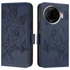 For Tecno Camon 30 Pro 5G Embossed Rose RFID Anti-theft Leather Phone Case(Dark Blue) - 2