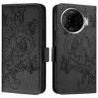 For Tecno Camon 30 Pro 5G Embossed Rose RFID Anti-theft Leather Phone Case(Black) - 2