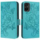 For Tecno Pop 6c Embossed Rose RFID Anti-theft Leather Phone Case(Light Blue) - 2