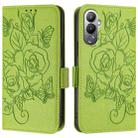 For Tecno Pova 4 Embossed Rose RFID Anti-theft Leather Phone Case(Green) - 2
