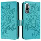 For Tecno Pova 4 Embossed Rose RFID Anti-theft Leather Phone Case(Light Blue) - 2