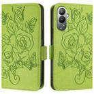 For Tecno Pova 4 Pro Embossed Rose RFID Anti-theft Leather Phone Case(Green) - 2