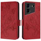 For Tecno Pova 5 4G Embossed Rose RFID Anti-theft Leather Phone Case(Red) - 2