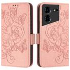 For Tecno Pova 5 4G Embossed Rose RFID Anti-theft Leather Phone Case(Pink) - 2