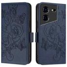 For Tecno Pova 5 4G Embossed Rose RFID Anti-theft Leather Phone Case(Dark Blue) - 2