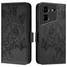 For Tecno Pova 5 4G Embossed Rose RFID Anti-theft Leather Phone Case(Black) - 2