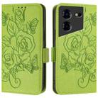 For Tecno Pova 5 Pro 5G Embossed Rose RFID Anti-theft Leather Phone Case(Green) - 2
