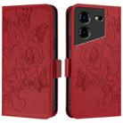 For Tecno Pova 5 Pro 5G Embossed Rose RFID Anti-theft Leather Phone Case(Red) - 2