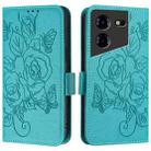 For Tecno Pova 5 Pro 5G Embossed Rose RFID Anti-theft Leather Phone Case(Light Blue) - 2