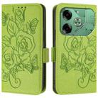 For Tecno Pova 6 4G Embossed Rose RFID Anti-theft Leather Phone Case(Green) - 2