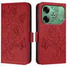 For Tecno Pova 6 4G Embossed Rose RFID Anti-theft Leather Phone Case(Red) - 2