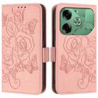 For Tecno Pova 6 4G Embossed Rose RFID Anti-theft Leather Phone Case(Pink) - 2