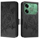 For Tecno Pova 6 4G Embossed Rose RFID Anti-theft Leather Phone Case(Black) - 2