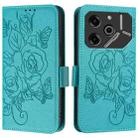 For Tecno Pova 6 5G / 6 Pro Embossed Rose RFID Anti-theft Leather Phone Case(Light Blue) - 2