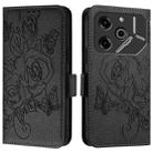 For Tecno Pova 6 5G / 6 Pro Embossed Rose RFID Anti-theft Leather Phone Case(Black) - 2