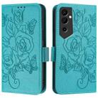 For Tecno Pova Neo 2 Embossed Rose RFID Anti-theft Leather Phone Case(Light Blue) - 2