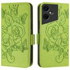 For Tecno Pova Neo 3 Embossed Rose RFID Anti-theft Leather Phone Case(Green) - 2