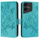 For Tecno Pova Neo 3 Embossed Rose RFID Anti-theft Leather Phone Case(Light Blue) - 2