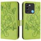 For Tecno Spark 9 Embossed Rose RFID Anti-theft Leather Phone Case(Green) - 2