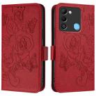 For Tecno Spark 9 Embossed Rose RFID Anti-theft Leather Phone Case(Red) - 2