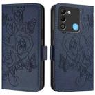 For Tecno Spark 9 Embossed Rose RFID Anti-theft Leather Phone Case(Dark Blue) - 2