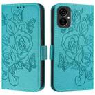 For Tecno Spark 9 Pro / 9T Embossed Rose RFID Anti-theft Leather Phone Case(Light Blue) - 2