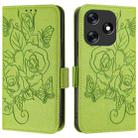 For Tecno Spark 10 4G Embossed Rose RFID Anti-theft Leather Phone Case(Green) - 2