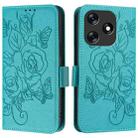 For Tecno Spark 10 4G Embossed Rose RFID Anti-theft Leather Phone Case(Light Blue) - 2