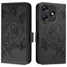 For Tecno Spark 10 4G Embossed Rose RFID Anti-theft Leather Phone Case(Black) - 2
