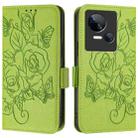 For Tecno Spark 10 5G Embossed Rose RFID Anti-theft Leather Phone Case(Green) - 2