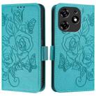 For Tecno Spark 10 Pro Magic Magenta Embossed Rose RFID Anti-theft Leather Phone Case(Light Blue) - 2