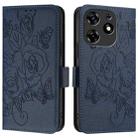 For Tecno Spark 10 Pro Magic Magenta Embossed Rose RFID Anti-theft Leather Phone Case(Dark Blue) - 2