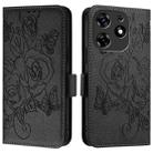 For Tecno Spark 10 Pro Magic Magenta Embossed Rose RFID Anti-theft Leather Phone Case(Black) - 2
