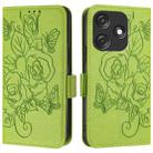 For Tecno Spark 10C Embossed Rose RFID Anti-theft Leather Phone Case(Green) - 2