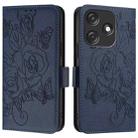 For Tecno Spark 10C Embossed Rose RFID Anti-theft Leather Phone Case(Dark Blue) - 2