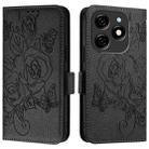 For Tecno Spark 20 Embossed Rose RFID Anti-theft Leather Phone Case(Black) - 2