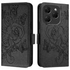 For Tecno Spark 20 Pro Embossed Rose RFID Anti-theft Leather Phone Case(Black) - 2