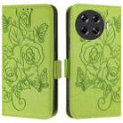 For Tecno Spark 20 Pro+ Embossed Rose RFID Anti-theft Leather Phone Case(Green) - 2