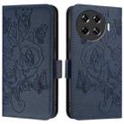 For Tecno Spark 20 Pro+ Embossed Rose RFID Anti-theft Leather Phone Case(Dark Blue) - 2