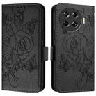 For Tecno Spark 20 Pro+ Embossed Rose RFID Anti-theft Leather Phone Case(Black) - 2