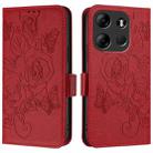 For Tecno Spark Go 2023 / Pop 7 / Pop 7 Pro Embossed Rose RFID Anti-theft Leather Phone Case(Red) - 2