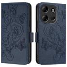 For Tecno Spark Go 2023 / Pop 7 / Pop 7 Pro Embossed Rose RFID Anti-theft Leather Phone Case(Dark Blue) - 2