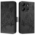 For Tecno Spark Go 2023 / Pop 7 / Pop 7 Pro Embossed Rose RFID Anti-theft Leather Phone Case(Black) - 2