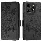 For Tecno Spark Go 2024 / Spark 20C Embossed Rose RFID Anti-theft Leather Phone Case(Black) - 2