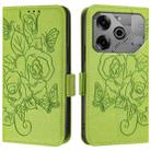 For Tecno Pova 6 Neo Embossed Rose RFID Anti-theft Leather Phone Case(Green) - 3