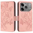 For Tecno Pova 6 Neo Embossed Rose RFID Anti-theft Leather Phone Case(Pink) - 3