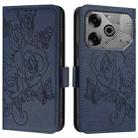 For Tecno Pova 6 Neo Embossed Rose RFID Anti-theft Leather Phone Case(Dark Blue) - 3